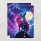 Invitation Wolf Galaxy Stars Cosmic Birthday Party (Devant / Derrière)