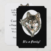 Invitation Wolf Head Animal Anniversaire Personnalisé Invitat (Devant / Derrière)