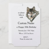 Invitation Wolf Head Animal Anniversaire Personnalisé Invitat (Dos)