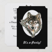 Invitation Wolf Head Animal Anniversaire Personnalisé Invitat (Devant / Derrière)