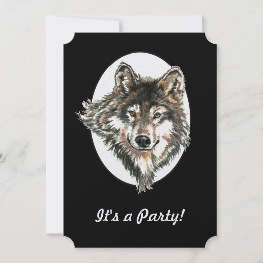Invitation Wolf Head Animal Anniversaire Personnalisé Invitat (Devant)