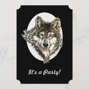 Invitation Wolf Head Animal Anniversaire Personnalisé Invitat
