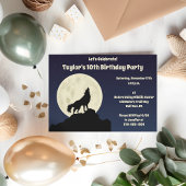 Invitation Wolf Howling à la Moon Midnight Blue Party