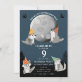 Invitation Wolf Pack Woodland Moon Howling Birthday Party (Devant)