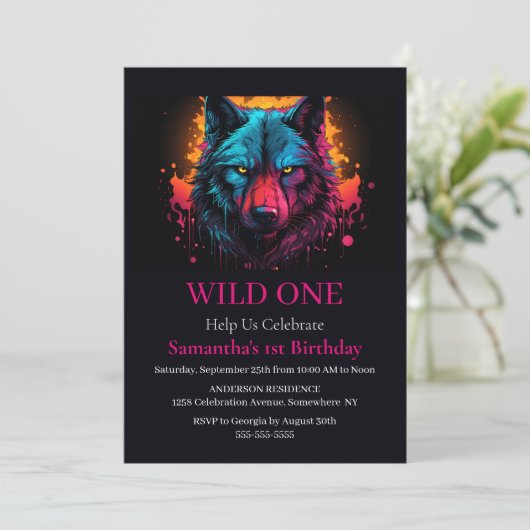 Invitation Wolf Wild Un Anniversaire (Debout devant)