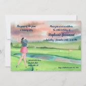 Invitation Woman Golf Player Swinging Fifties 50th Birthday (Devant)
