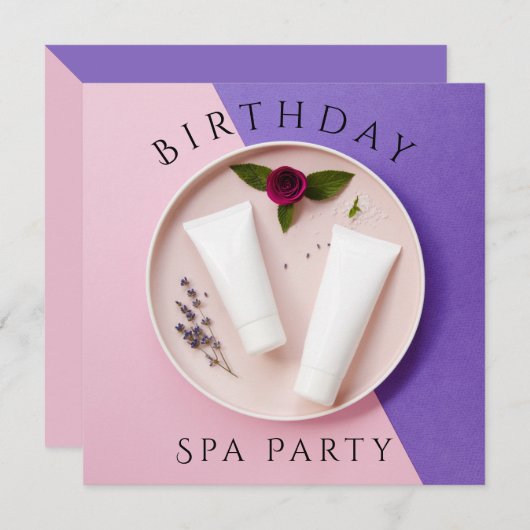 Invitation Womans Birthday Spa Day (Devant / Derrière)