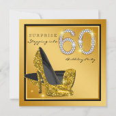 Invitation Womans Black Gold Surprise 60e fête d'anniversaire (Devant)