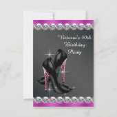 Invitation Womans Chic Fuchsia fête d'anniversaire RSVP (Devant)