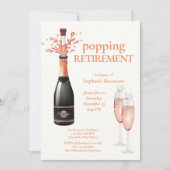 Invitation Woman's Elegant Popping Champagne Retirement (Devant)