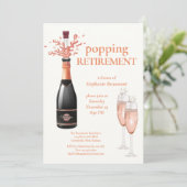 Invitation Woman's Elegant Popping Champagne Retirement (Debout devant)