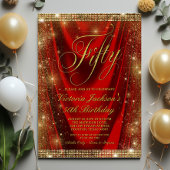 Invitation Womans Glam Red Gold 50e anniversaire