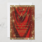 Invitation Womans Glam Red Gold 50e anniversaire (Devant)