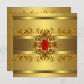 Invitation Womans Gold 50e fête d'anniversaire (Devant / Derrière)