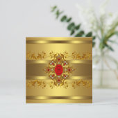 Invitation Womans Gold 50e fête d'anniversaire (Debout devant)