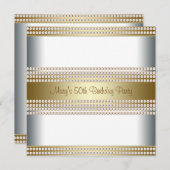 Invitation Womans Gold 50e fête d'anniversaire (Devant / Derrière)