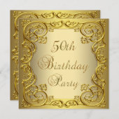 Invitation Womans Gold 50e fête d'anniversaire (Devant / Derrière)