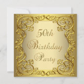 Invitation Womans Gold 50e fête d'anniversaire (Devant)