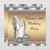 Invitation Womans Gold 50e fête d'anniversaire (Devant / Derrière)