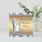 Invitation Womans Gold 50e fête d'anniversaire (Debout devant)