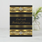 Invitation Womans Gold Black 40e fête d'anniversaire (Debout devant)