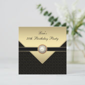 Invitation Womans Gold Black 50e fête d'anniversaire (Debout devant)