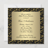 Invitation Womans Gold Black Classy 50e fête d'anniversaire (Dos)