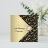 Invitation Womans Gold Black Pearl Classy 50e fête d'annivers (Debout devant)