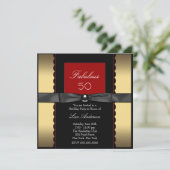 Invitation Womans Gold Black Red 50e fête d'anniversaire (Debout devant)