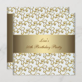 Invitation Womans Gold Swirls 50e fête d'anniversaire (Devant / Derrière)