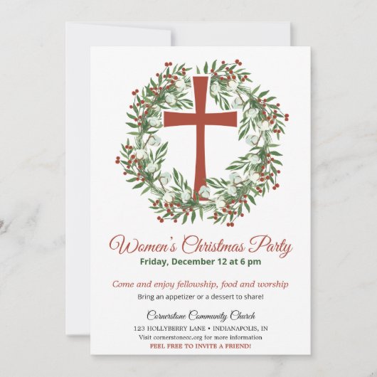 Invitation Women's Church Christmas Party Wreath (Devant)