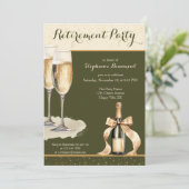 Invitation Women's Elegant Green Champagne Retirement Party (Debout devant)