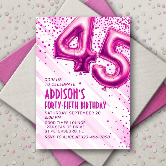 Invitation Womens Pink 45e anniversaire