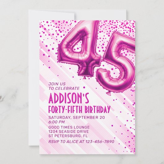 Invitation Womens Pink 45e anniversaire (Devant)