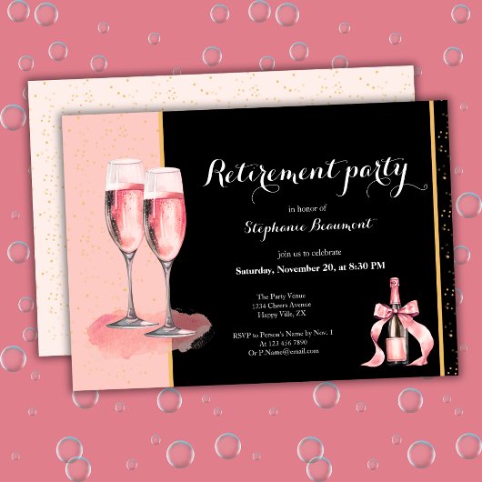 Invitation Women's Retirement Pink Black Champagne