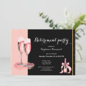 Invitation Women's Retirement Pink Black Champagne (Debout devant)