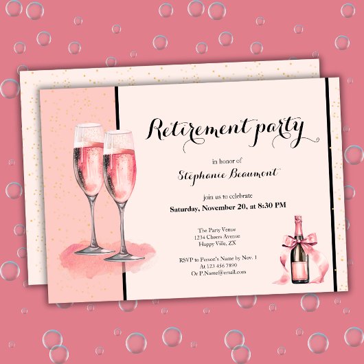 Invitation Women's Retirement Pink Cream Champagne 