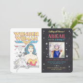 Invitation Wonder Woman Chalkboard Photo Anniversaire (Debout devant)