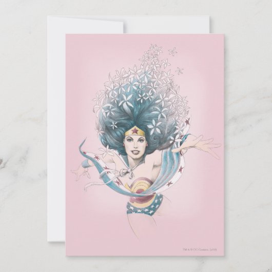 Invitation Wonder Woman et Fleurs (Devant)