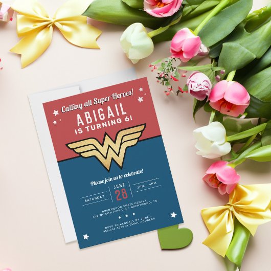 Invitation Wonder Woman Golden Logo Anniversaire