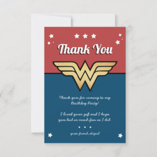 Invitation Wonder Woman Golden Logo Anniversaire Merci