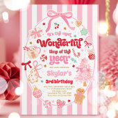 Invitation Wonderful Time Of The Year Christmas Bow Birthday