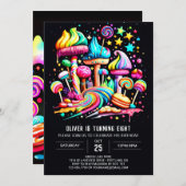 Invitation Wonderland Candy Anniversaire (Devant / Derrière)