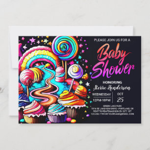Invitation Wonderland Candyland Baby shower personnalisé