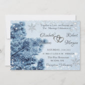 Invitation Wonderland d'hiver, neige, Snowflakes Mariage (Devant)