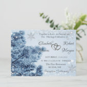 Invitation Wonderland d'hiver, neige, Snowflakes Mariage (Debout devant)