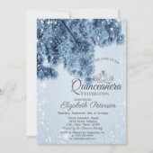 Invitation Wonderland d'hiver, Neige, Snowflakes Quinceañera (Devant)