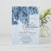 Invitation Wonderland d'hiver, Neige, Snowflakes Quinceañera (Debout devant)
