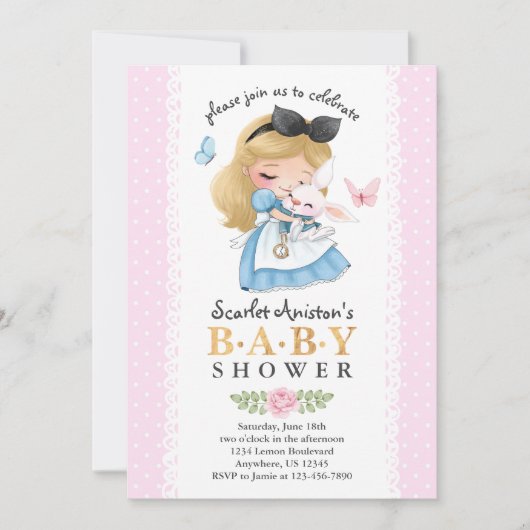 Invitation Wonderland Girl Baby shower (Devant)