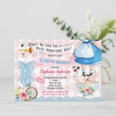 Invitation Wonderland lingerie douche nuptiale bleu rose (Debout devant)